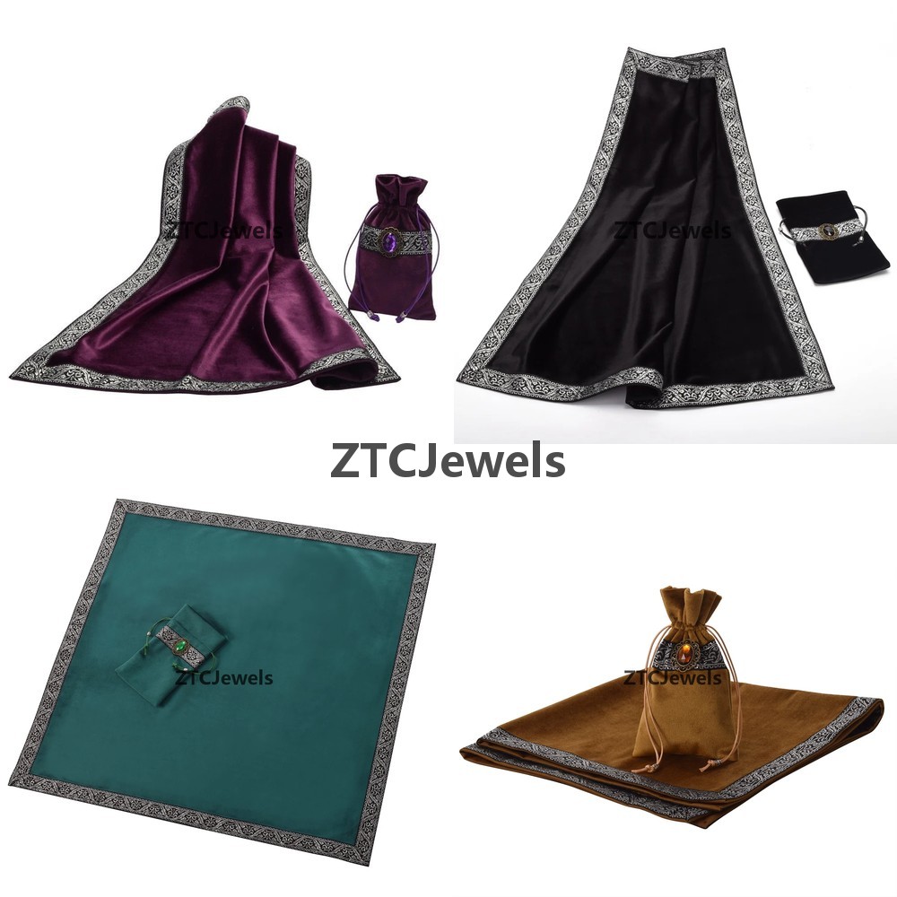 Board Game Of Life - Samt-Tarot-Tischdecke mit Tasche, Wicca-Wahrsagungs-Altartuch, Cosplay-Orakel-Brettspiel-Zubehör